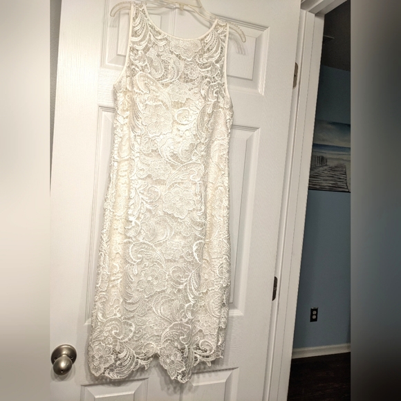 ADRIANNA PAPELL White Lace Sleeveless Dress - Picture 9 of 9